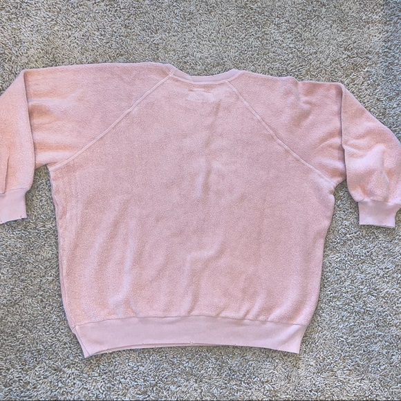 The GREAT. 3/4 Sleeve Sweatshirt Oversized Puff Distressed Rose Size 2 Medium - Picture 2 of 10